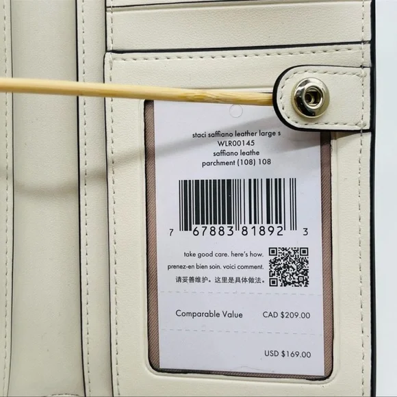 Kate Spade Slim Bifold Wallet Pearl White - Picture 7 of 7